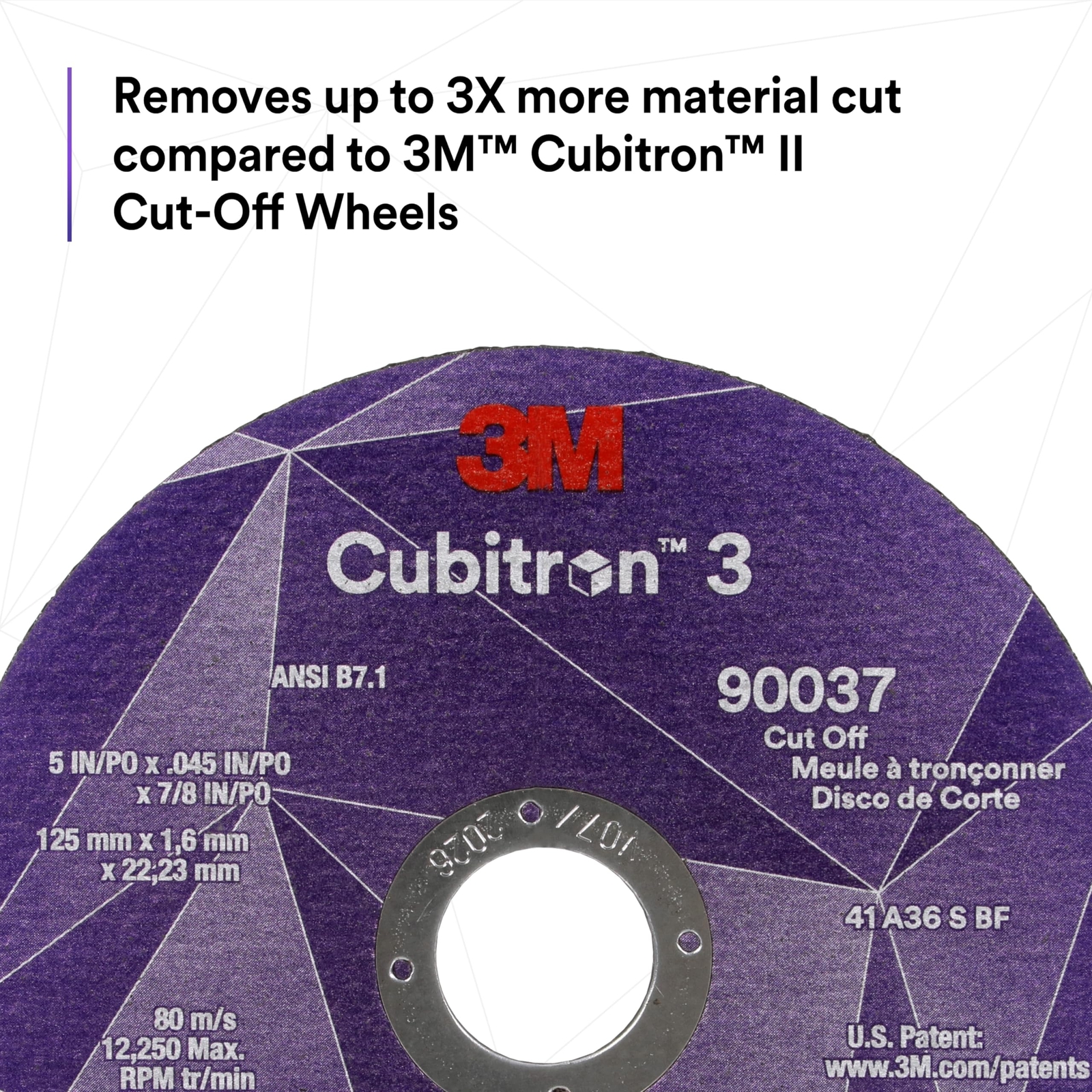3M Cubitron 3 Cut-Off Wheel 90053 60+ T27 4-1/2 in 0.04 in 7/8 in 115 1