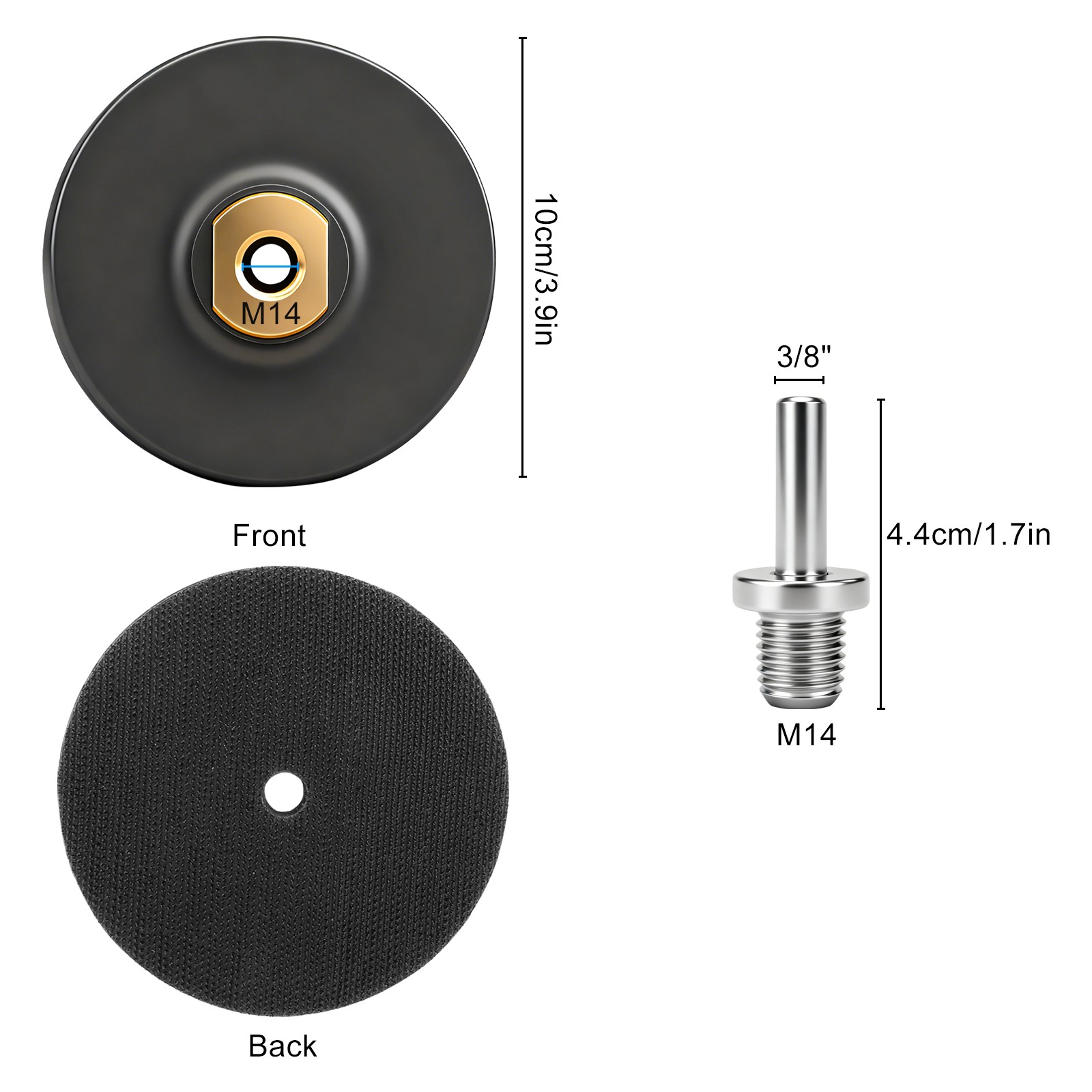 4″ Hook Loop Rubber Sanding Disc Sander Buffer Backing Pad for M14 Angle Grinder