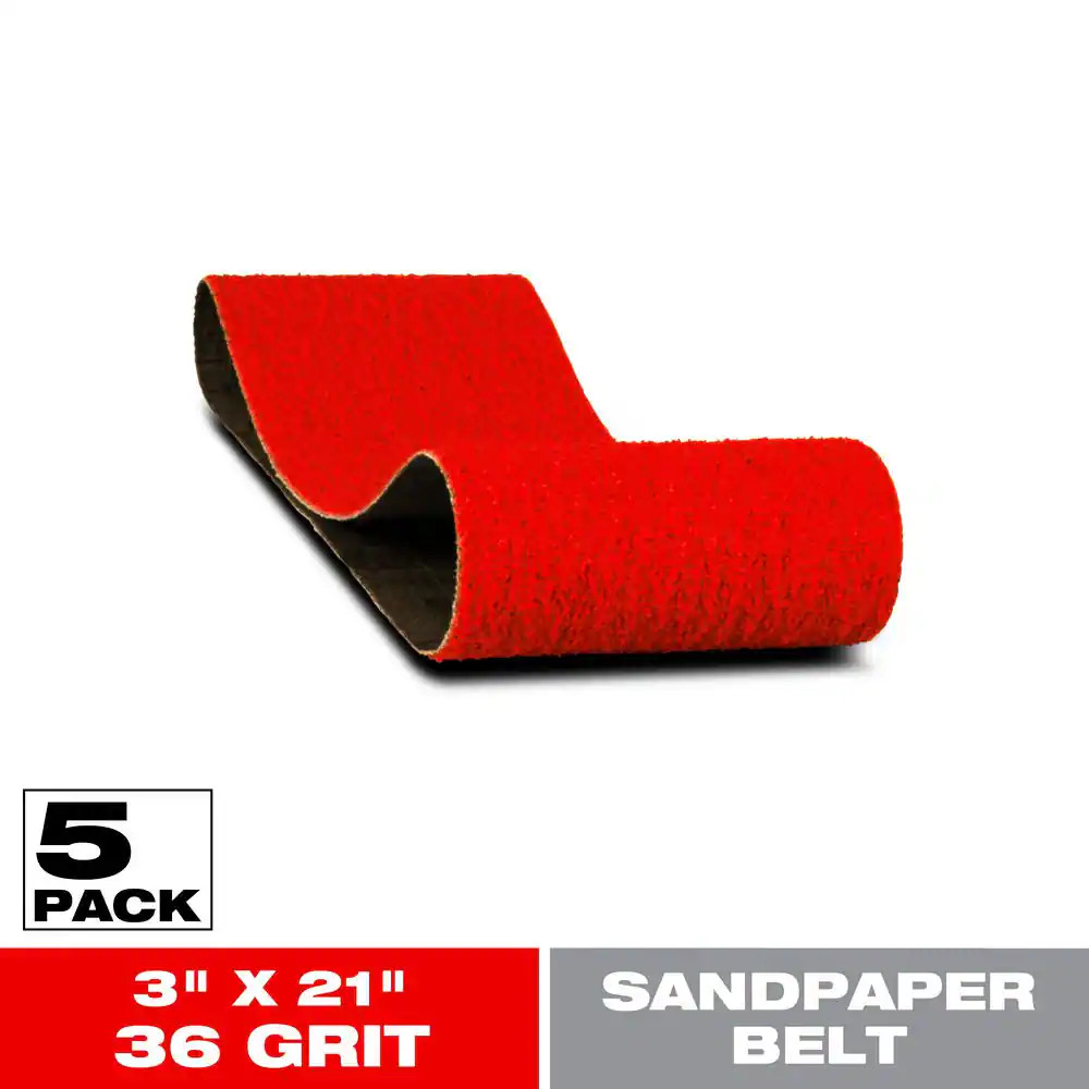 3 In. X 21 In. 36-Grit Sanding Belts NEW
