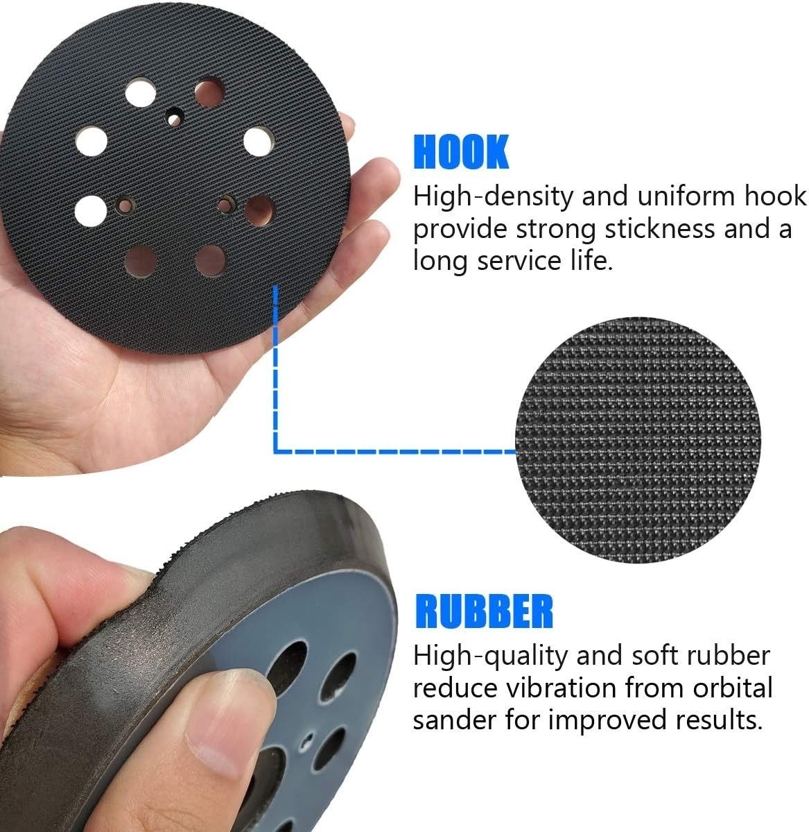 5 Inch 8 Hole Hook and Loop Replacement Sander Pad for Dewalt DW420, DW421, Dw42