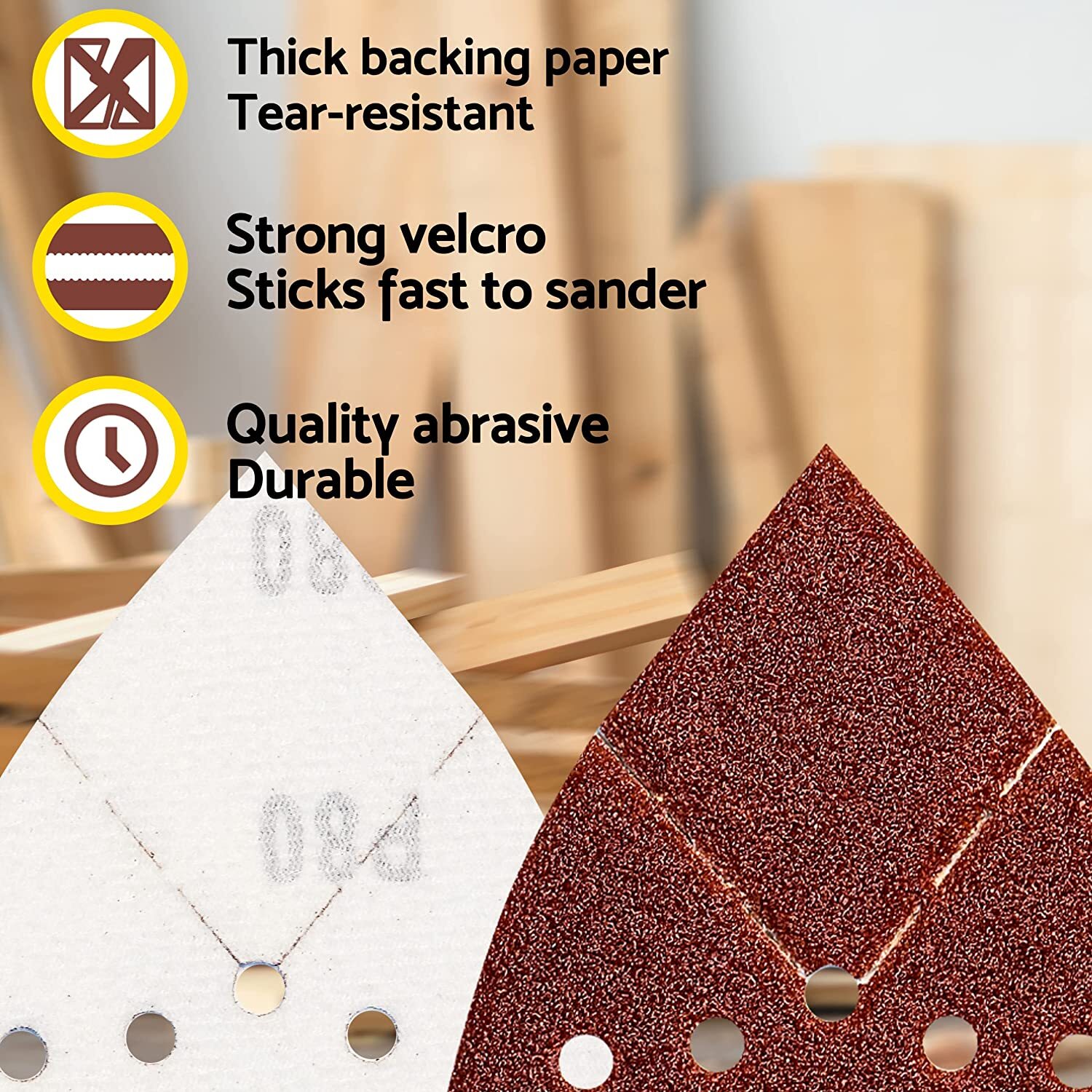 50PCS Hook Loop Sandpaper Sheets Sanding Pads for Black and Decker Mouse Sanders