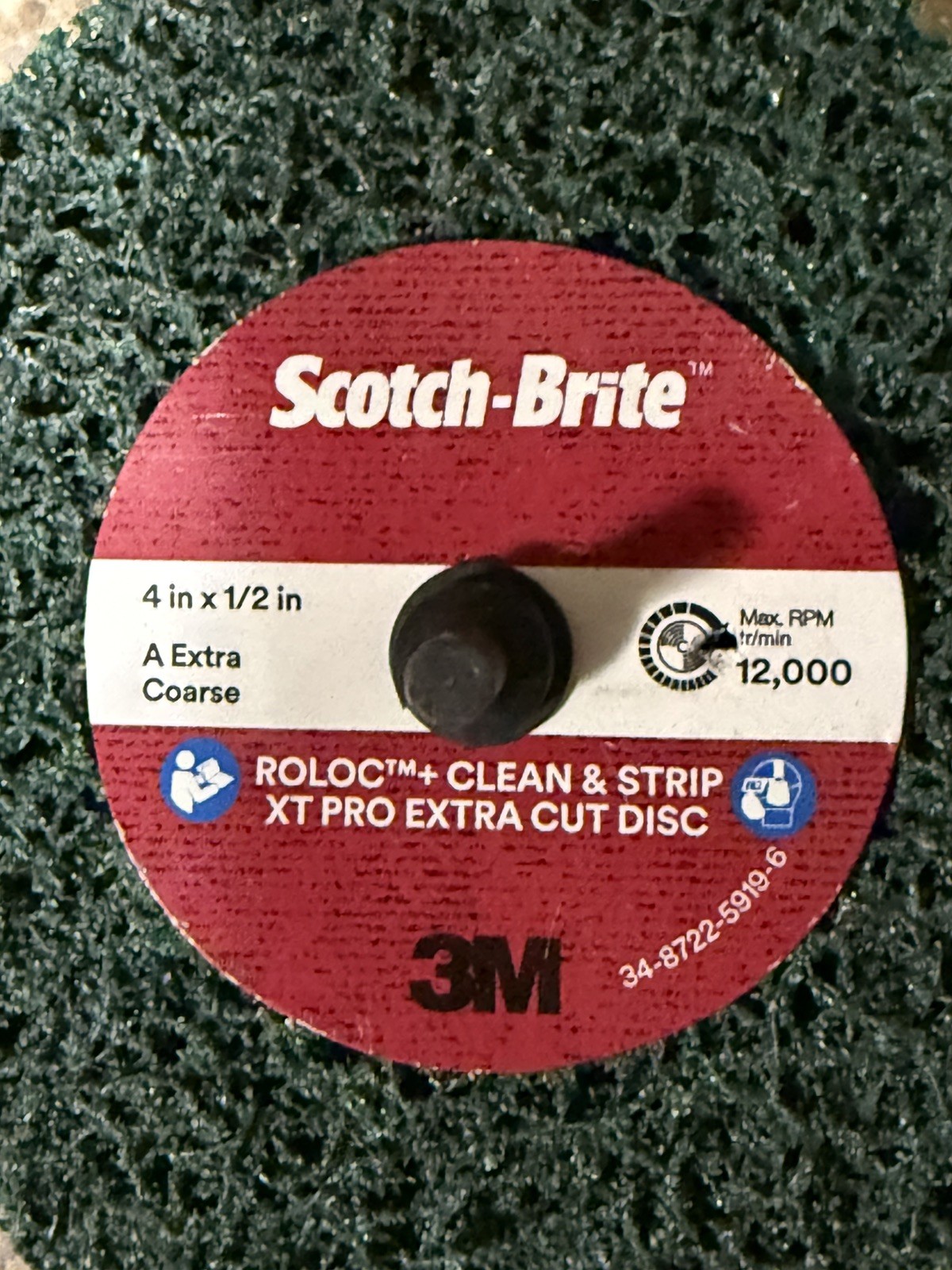 3M Scotch-Brite Roloc+ Clean & Strip XT Pro Extra Cut Disc – 4″ x 1/2″ Free Ship