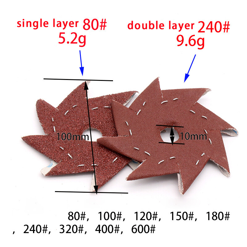 100mm Octagonal Sandpaper Abrasive Polishing Sanding Grinding Tools 80-600 Grit
