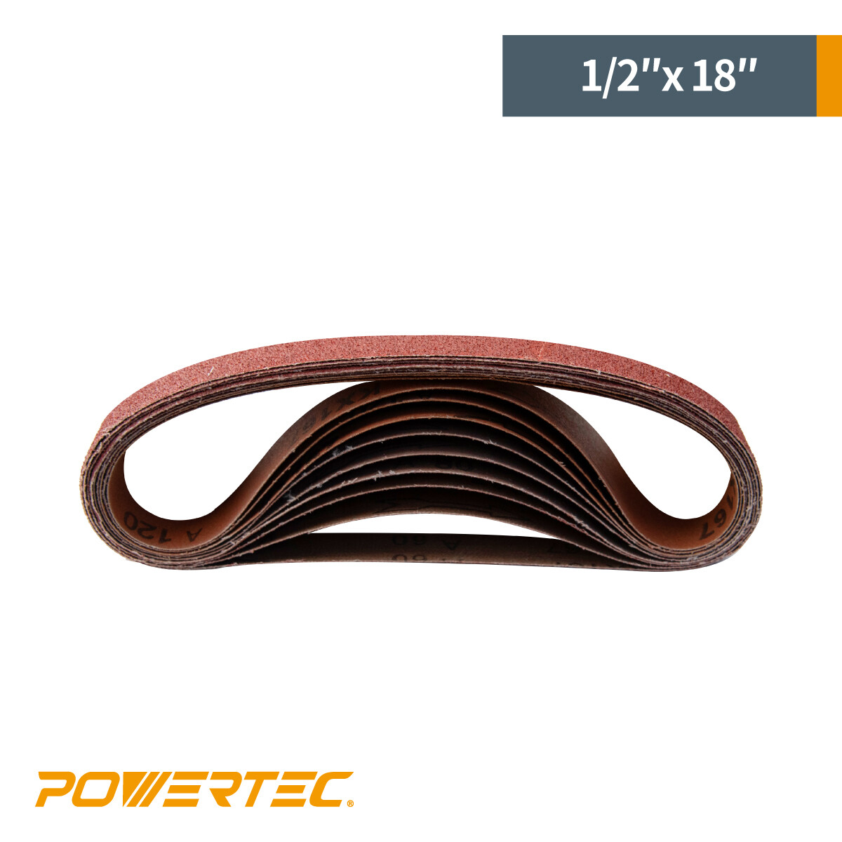 POWERTEC 80 Grit 1/2 x 18″ Sanding Belts Aluminum Oxide Sandpaper, 20PK (401808)