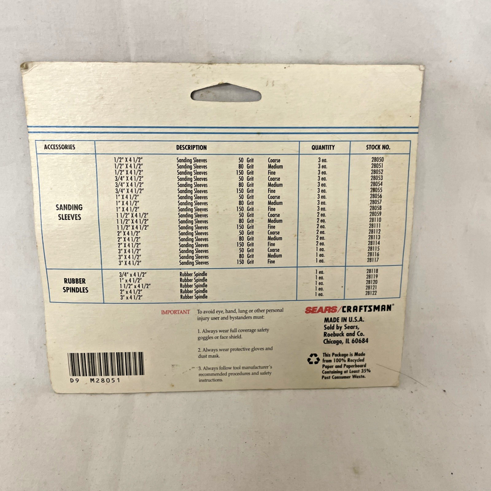 NIP CRAFTSMAN CLOTH SANDING SLEEVES OSCILLATING SPINDLE SANDER MEDIUM FINE GRIT