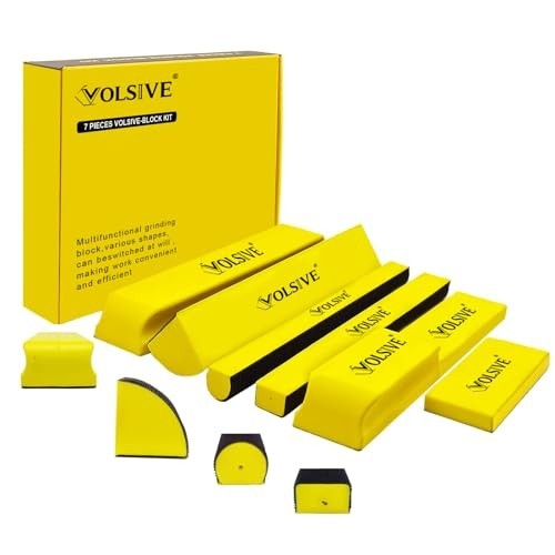 7pcs Hand Sanding Block Set, Rectangle Handheld Sanding Pad, Hook and Loop Inter