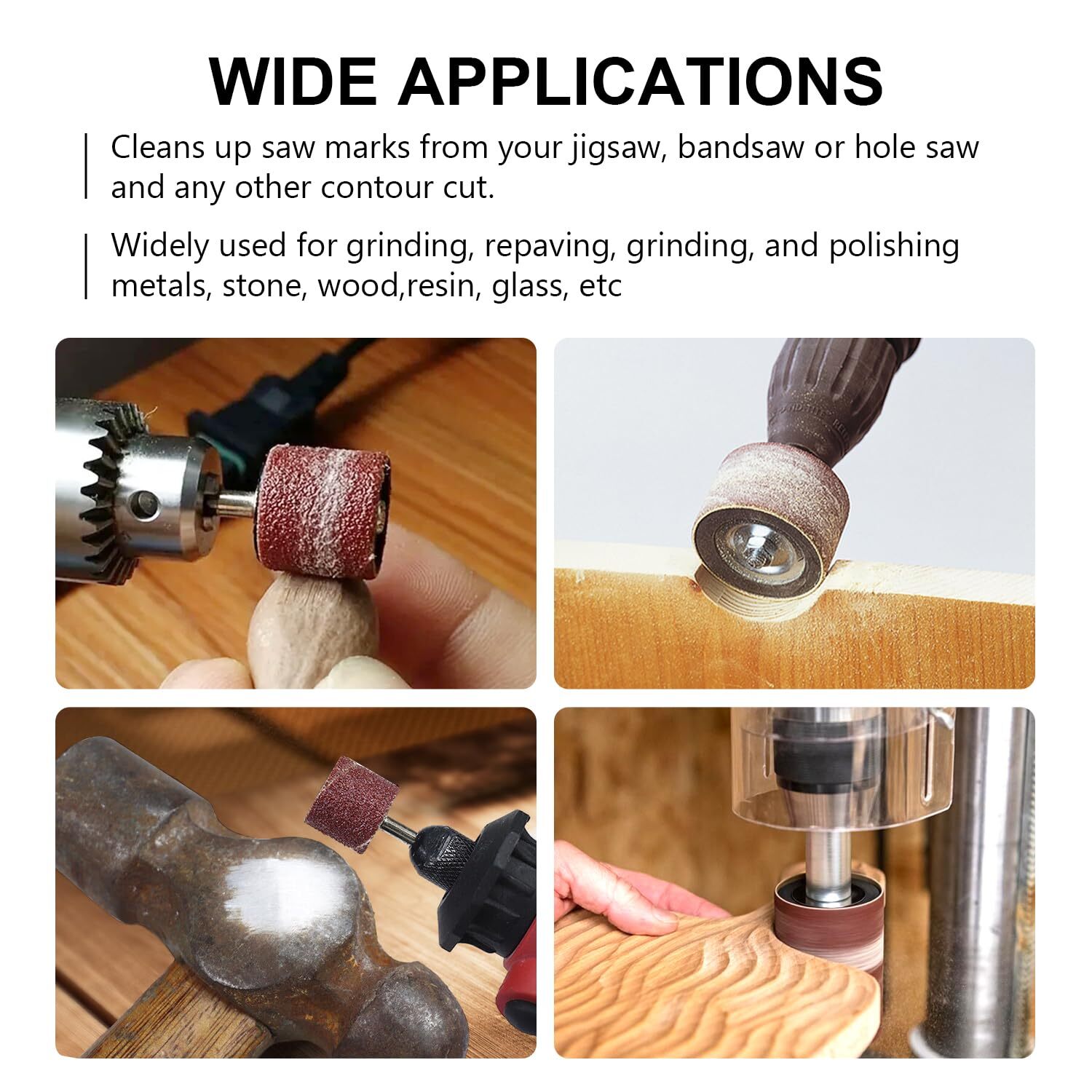 16-Pack Sanding Drums & Spindle Sanding Sleeves – 60 80 120 Grit – 2-Inch Length