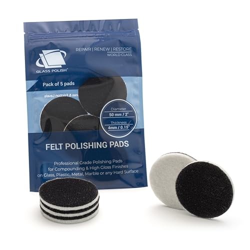 2 inch (50mm) Pack of 5 Felt Polishing Pads for Polishing Glass, Plastic,