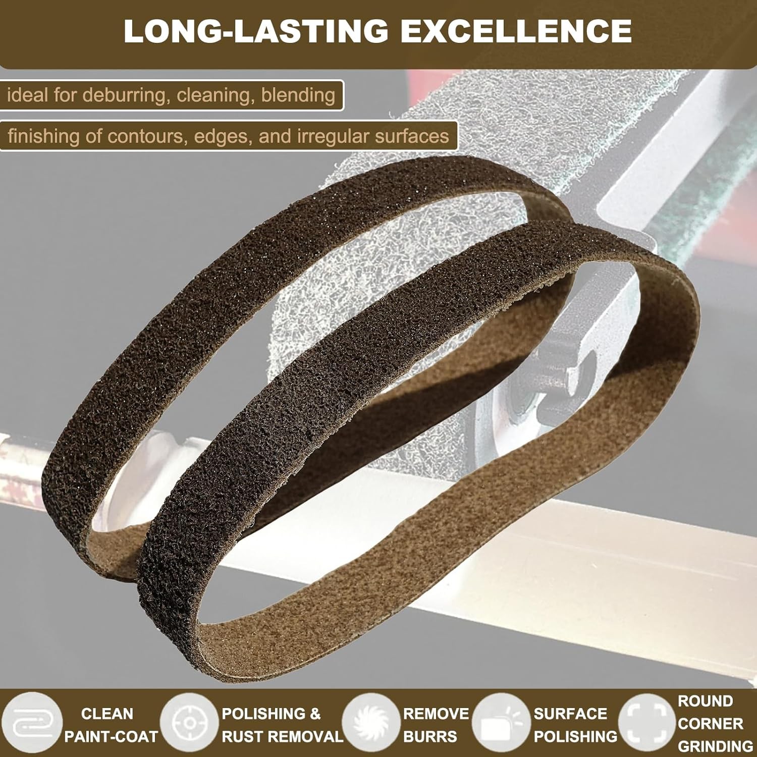 SATC 50PCS 1-1/2 X 30 Inch Coarse Non Woven Long-lasting Sanding Belts For Metal