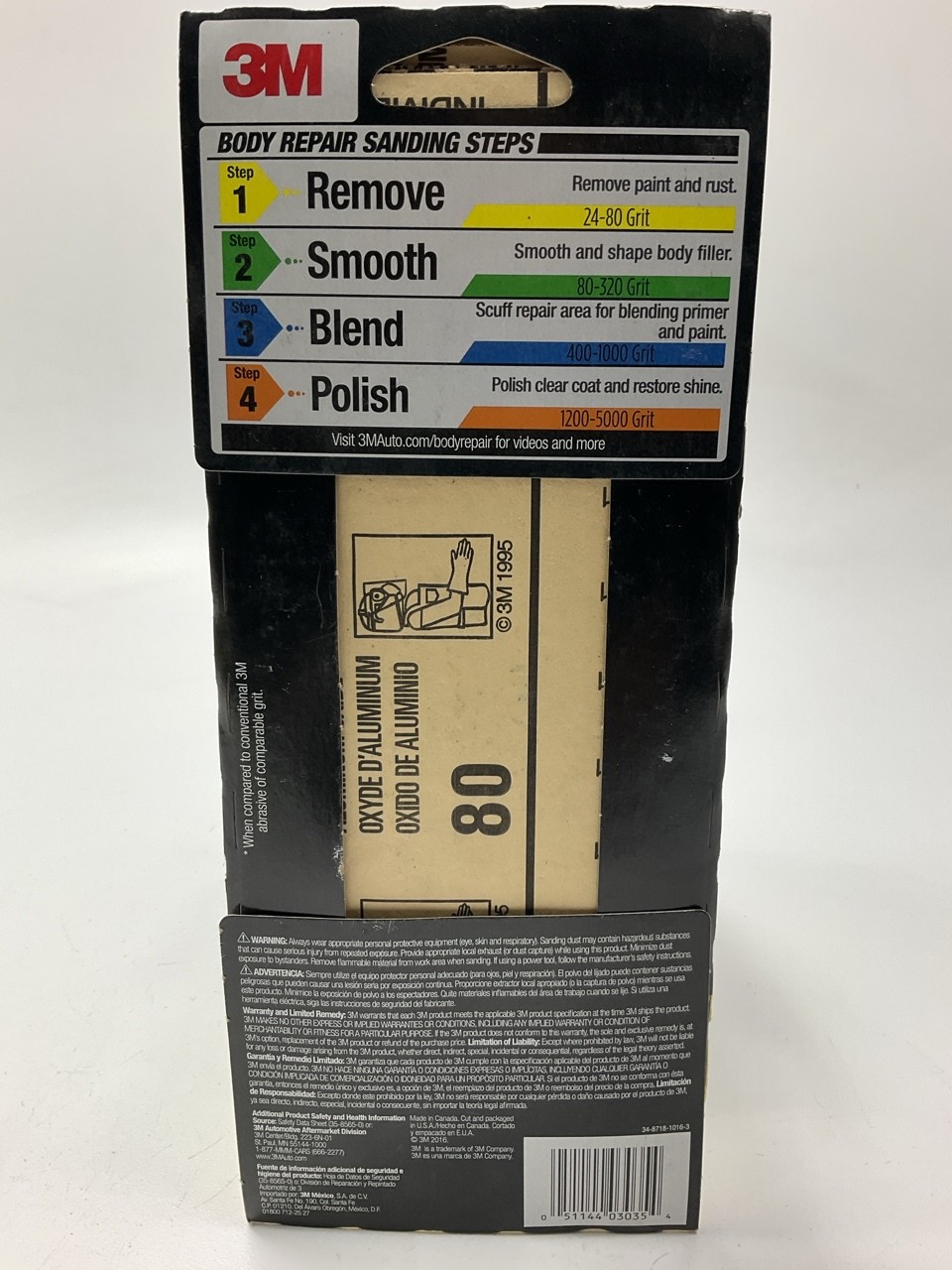 3M 03035 Sandpaper Sheets 3-2/3″ W X 9″ L, 80 Grit, Brown, Dry, 6-sheets / Pack