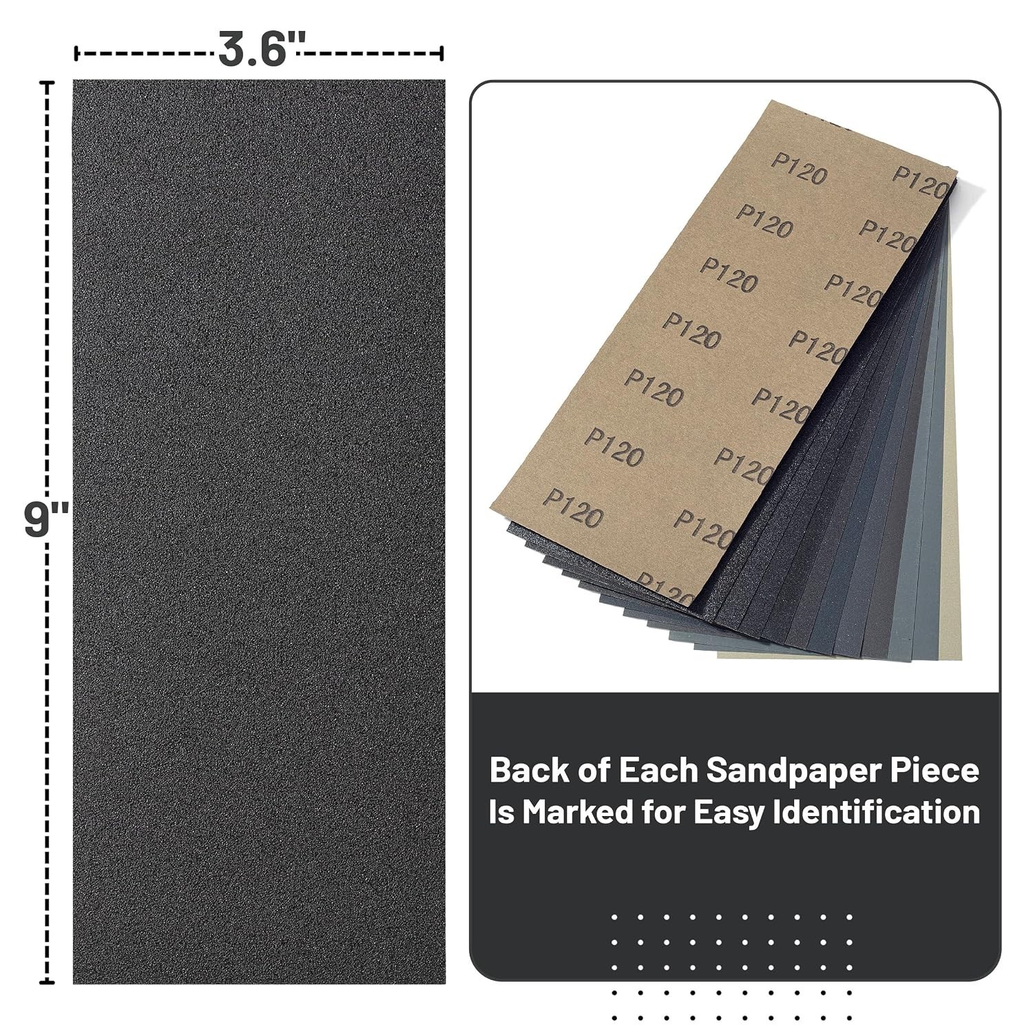 Durable Bates Sandpaper Pack – 24 Sheets from 120 to 3000 Grit for All Surfaces