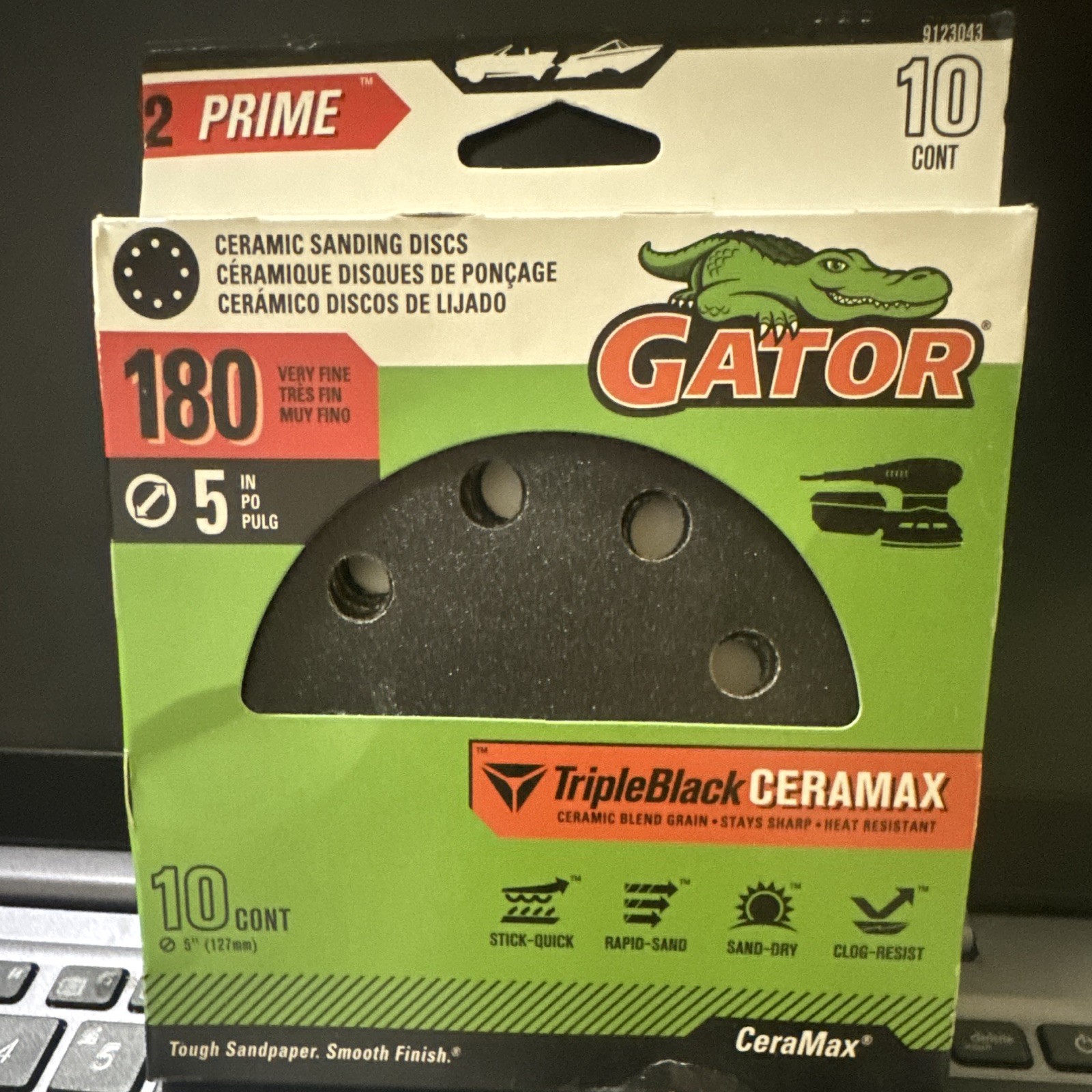 Ceramic Sanding Discs, 180 Very Fine, 5 Inches, 10 Count