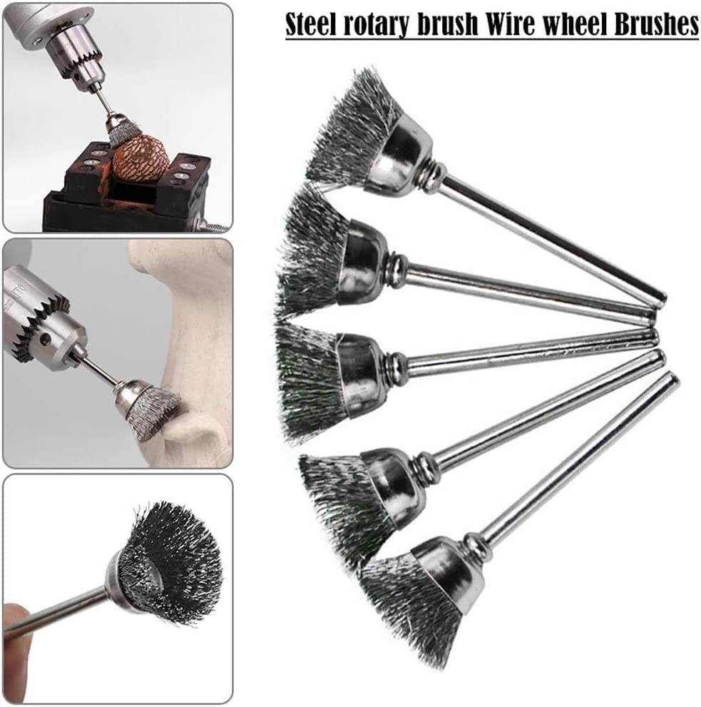 Rocaris Wire Buffing Wheel Brush Set, Set 1/8″ Shank for Rotary…