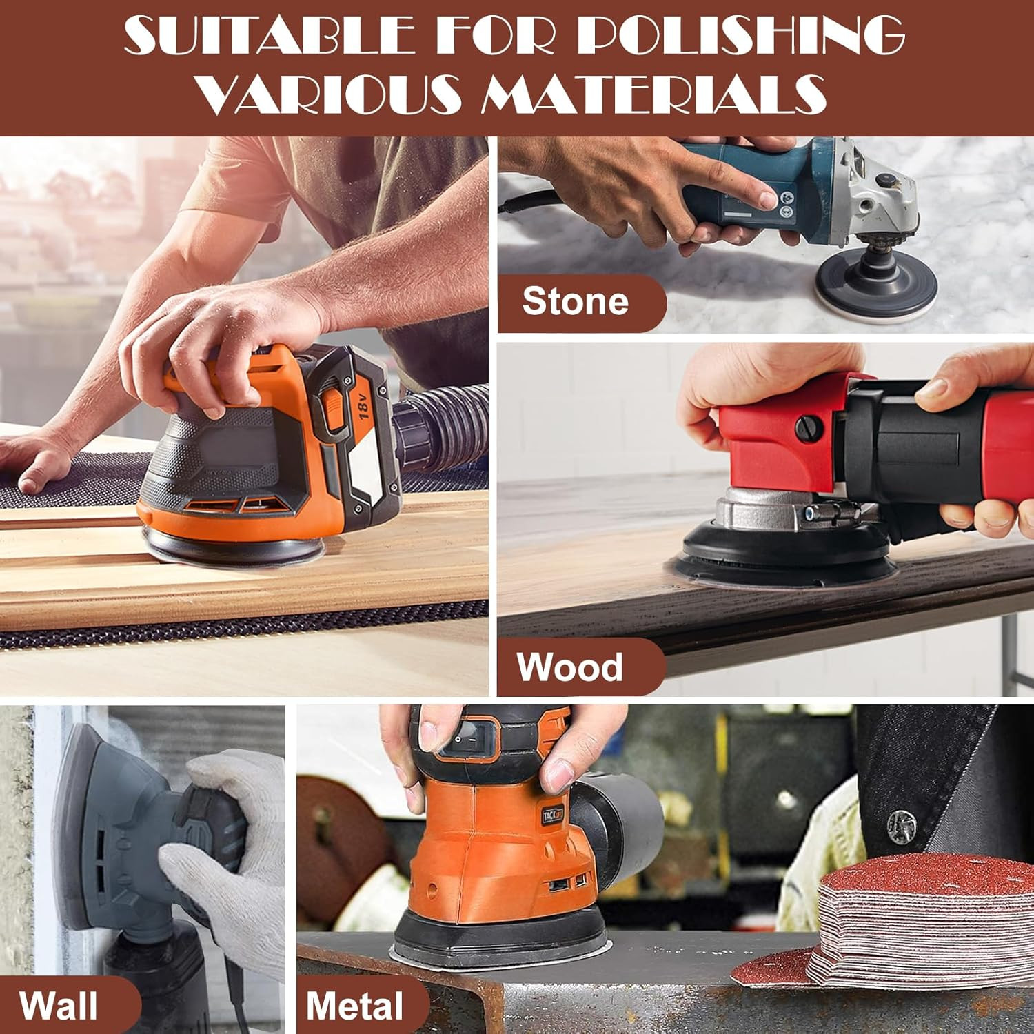 70Pcs Mouse Sander Sandpaper Assortment Kit, 5 Hole Detail Sander Sandpaper Palm