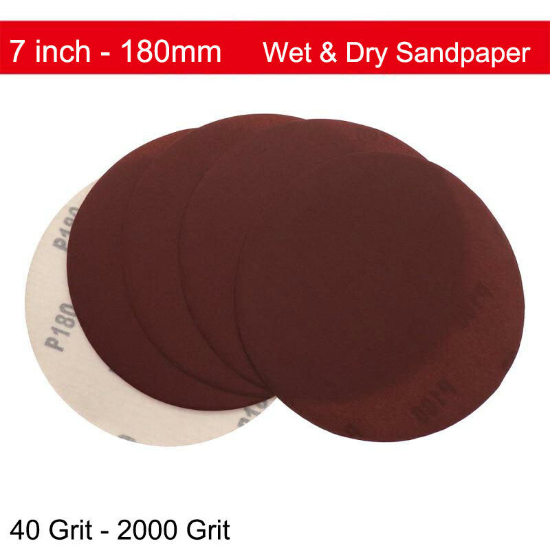 7″ Sanding Disc Pad Hook & Loop 40-320 Grit Orbital Red Sandpaper Wet Dry 180mm