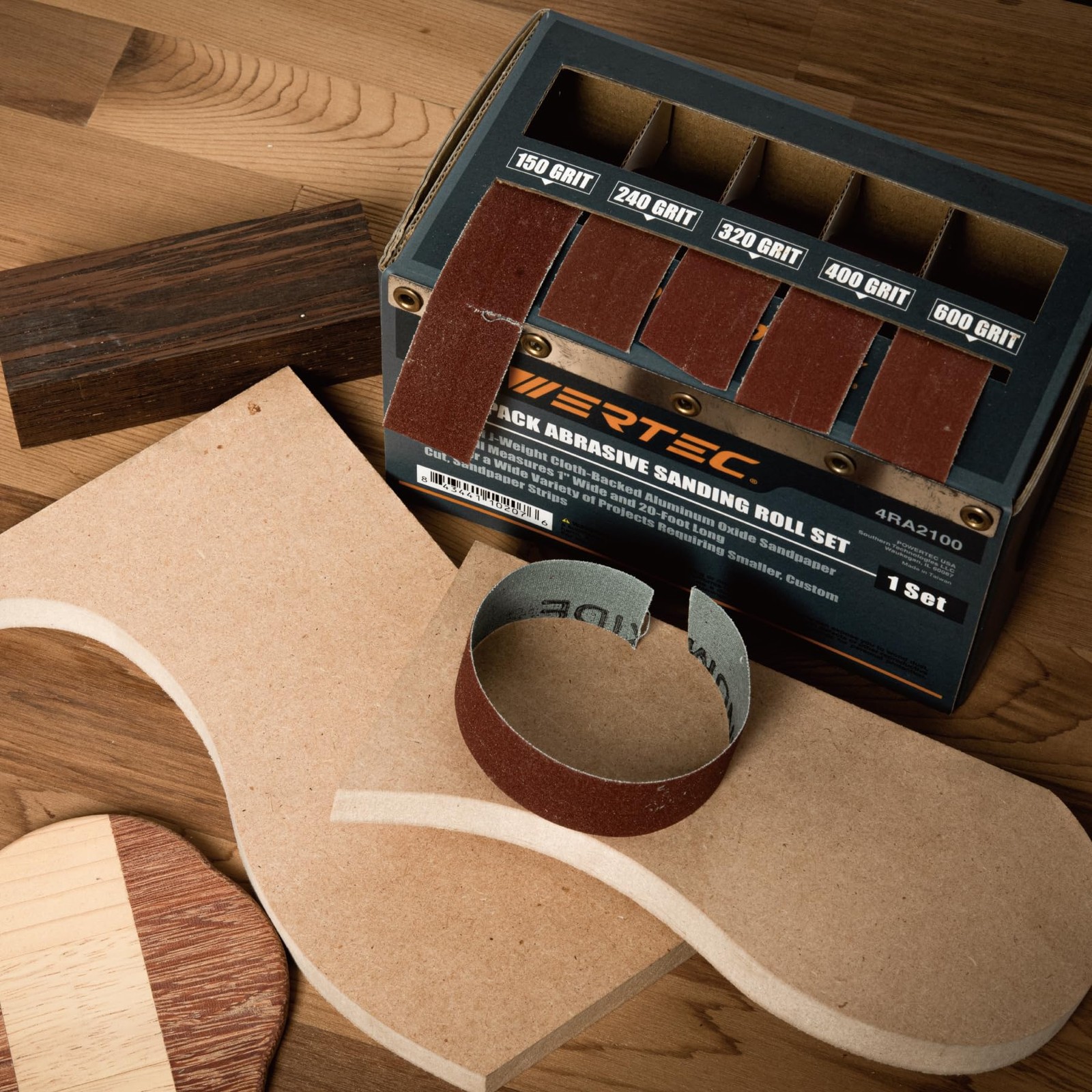 Emery Cloth Roll 5-Grit Assortment, 1″ x 20 Ft. Abrasive Sandpaper Roll, 150/…