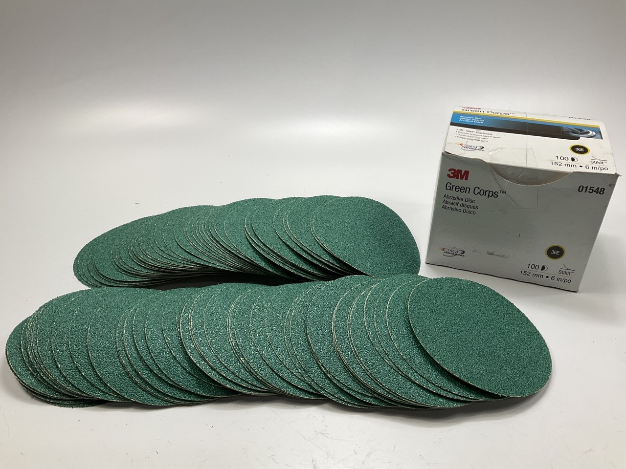 3M 01548 Green Corps Stikit Production Sanding Disc, 6 In, 36 Grit – Box Of 100