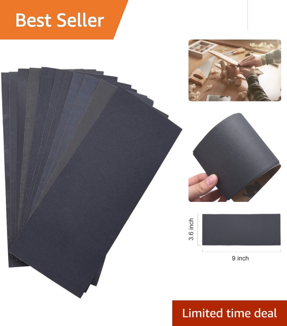 Versatile 12-Pack Silicone Carbide Sandpaper Sheets 9×3.6 Inch for DIY Projects