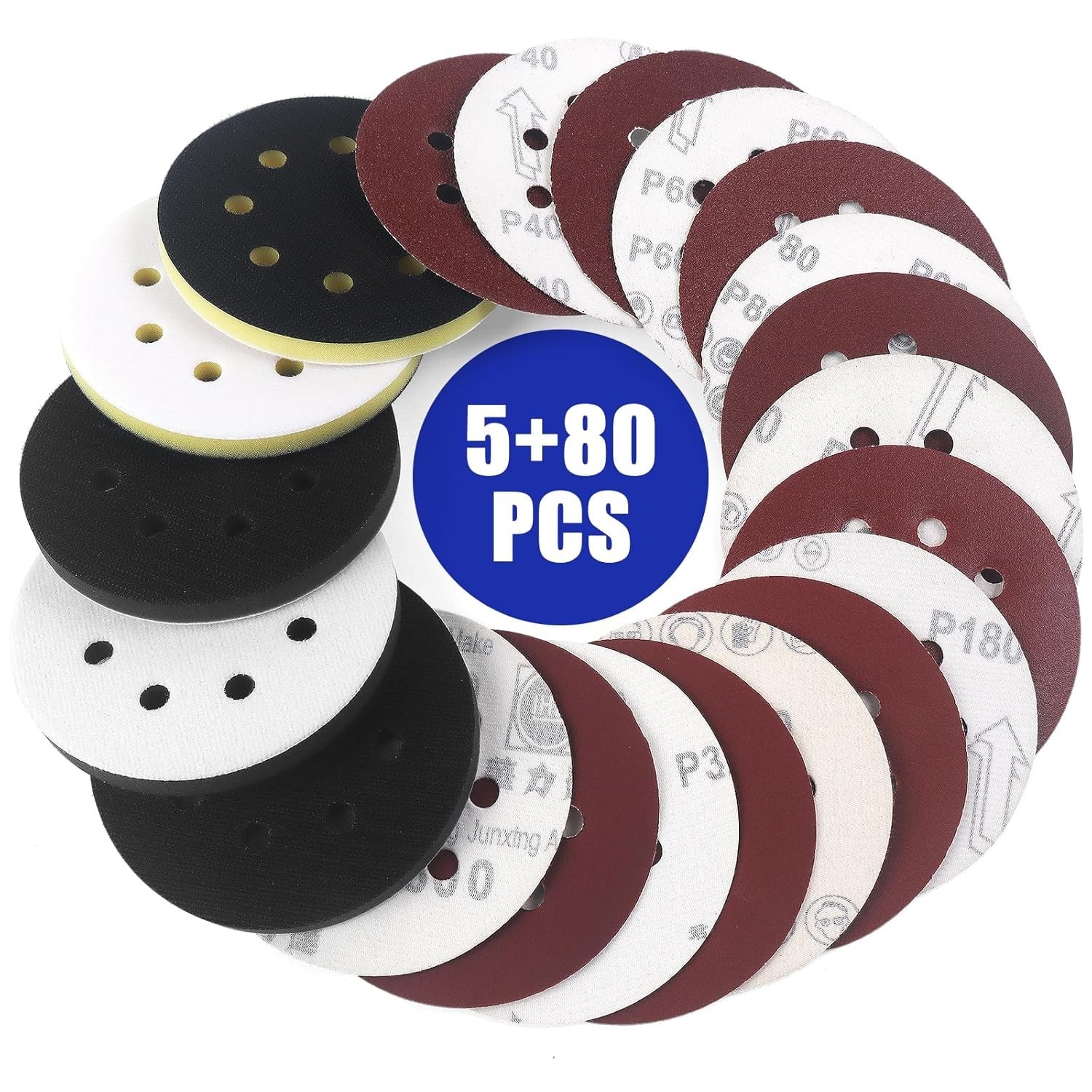 Professional 85 Pack of 5-Inch Sanding Pads – Enhanced Flexibility & Durability