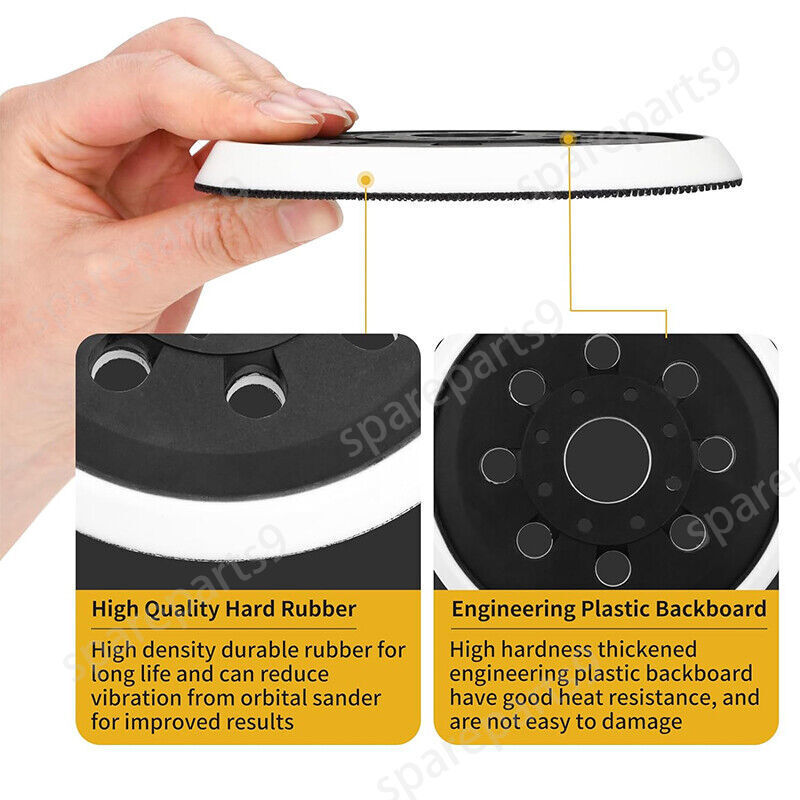 2Pcs 5″ 8 Hole Hook&Loop Orbital Sander Pad For Bosch ROS20 ROS10 GEX12V GEX18V
